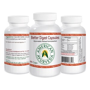 Vegetarian Herbal Better Digest Capsules for improving Digestion, Bloating, Belching and Stomach Gas by American Ayurveda