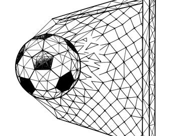 Geometric Soccer Goal SVG: Polygonal Ball in Net (Digital Download)