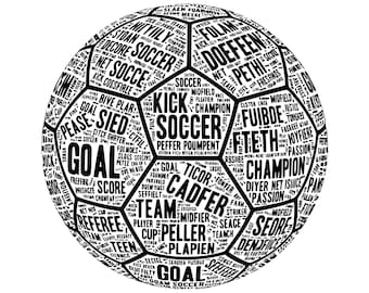 Soccer Ball Word Art SVG, Typography Design (PNG, SVG)