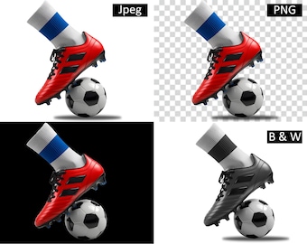 Soccer Cleat & Ball Clipart: Sports Design Bundle (PNG, JPEG)