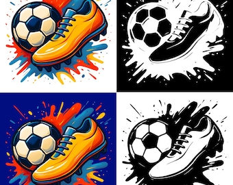 Soccer Cleats & Ball SVG: Stencil Clipart for Cricut, Silhouette