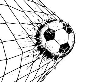 Grunge Soccer Goal SVG: Distressed Ball in Net (Digital Files)