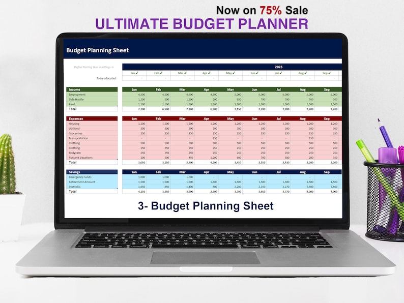 Variable Income Excel Budget Template: Financial Dashboard & Expense ...