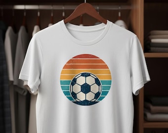 Retro Sunset Soccer Ball SVG, 80s Vintage Clipart (Digital Download)