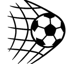 Portería de fútbol SVG, Balón en la red Clipart, Vector deportivo (Archivos digitales)