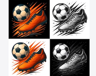 Soccer Shoe & Ball PNG Clipart: Sports Design for Sublimation (Digital Download