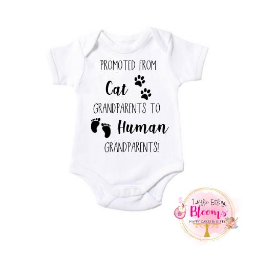 Promoted from cat uncle to Human uncle Baby romper bodysuit Baby shower gift Pregnancy Announcement Bodysuit Baby Reveal