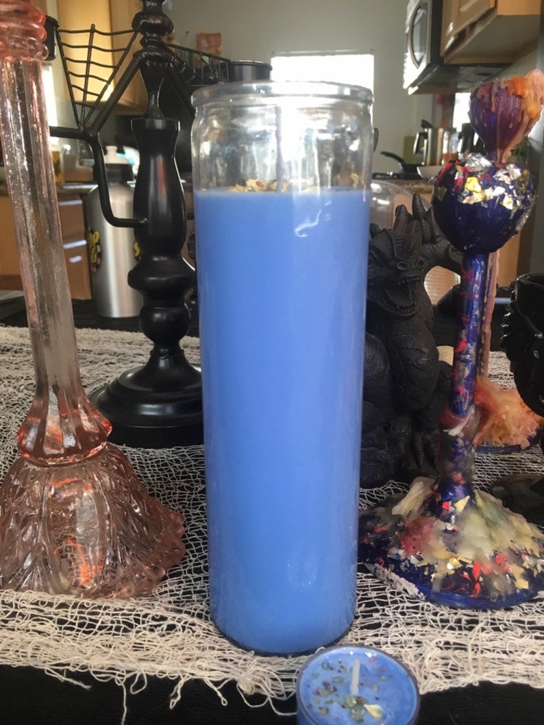 Handmade Blue spell candle spiritual candle 7 day prayer Etsy