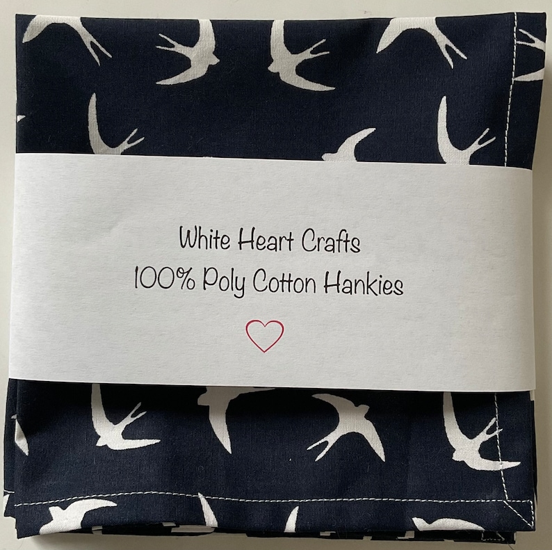 2 X Handmade 100% Poplin Cotton Handkerchief/ Hankie image 5