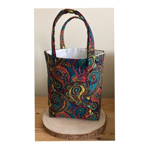 Petite Tote Bag Beautiful Paisley fabric fully lined white cotton afbeelding 1