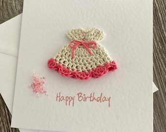 Crochet Greeting Card , Blank Card , Happy Birthday