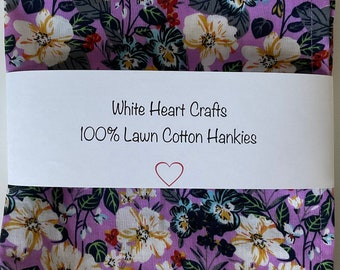 2 x Premium Hankies in Soft Cotton Lawn Fabric