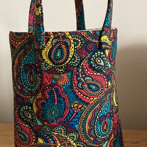 Petite Tote Bag Beautiful Paisley fabric fully lined white cotton afbeelding 3