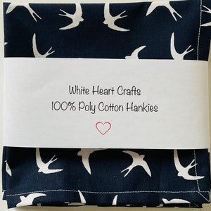 2 X Handmade 100% Poplin Cotton Handkerchief/ Hankie image 1