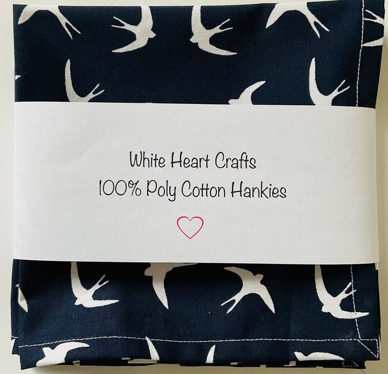 2 X Handmade 100% Poplin Cotton Handkerchief/ Hankie image 1