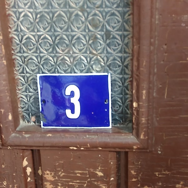 Vintage Enamel Sign, Sign Number Door, Enamel House Number, Outdoor House Number, House Number Plate, Door Number 3, Address House Plaque