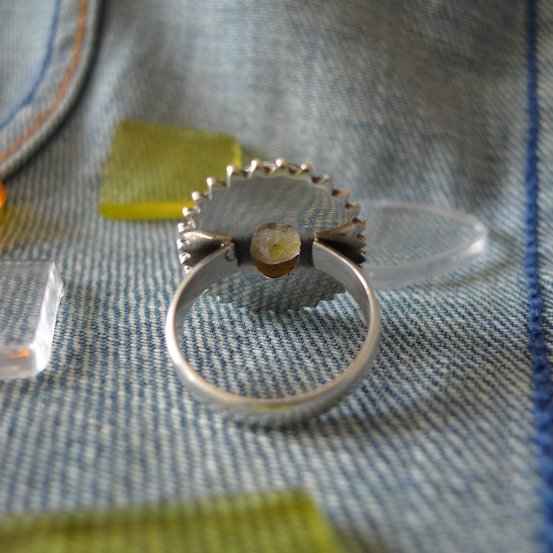 Sterling Silver Ring Golden Rutilated Quartz UK Size P SilverandSoulDesigns 925 Silver US 7.75