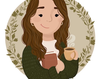 Retrato digital personalizado de estilo de dibujos animados de Doodle lindo