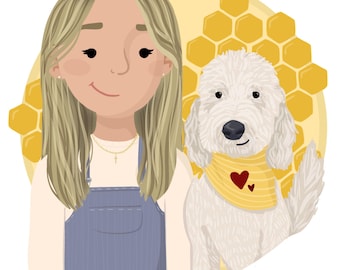 Retrato digital personalizado de 2 personajes con estilo de dibujos animados lindos