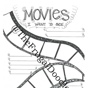 Movies I want to see - Journal page - ready to print as an instant download, printable for your binder, journal or planner