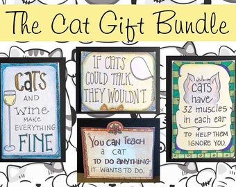 Cat gift 4 (four) magnet bundle pack magnets  cats Fridge Magnet- cat theme Magnets - perfect for friends, secret Santa office