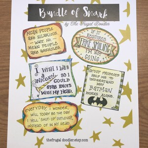 Sarcastic Snarky gift 5 (five) magnet bundle pack magnets, theme Magnets - perfect for friends, and office, co-workers