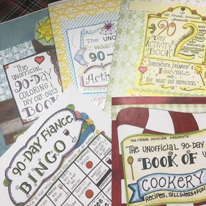 Paquete de regalo de 90 días: 2 libros de actividades, un conjunto de 10 tarjetas de bingo, el libro de cocina y el libro para colorear / bricolaje de 90 días, para fanáticos de 90 días