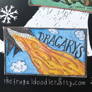 Dracarys, imanes fuertes, dibujados a mano y coloreados, perfectos para amigos y compañeros de oficina y de trabajo