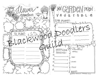 My Garden Journal doodle templates -  ready to print, instant download for binder, journal or planner Flower and vegetable garden planning