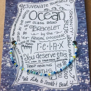Pulseira de contas de semente de vidro Ocean Empowerment, extensível, sem fechos, coleção de contas coloridas para capacitação, cartão rabiscado incl