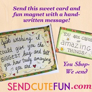 Cute Just Because kaart en inspirerende magneet - we hand schrijven uw bericht binnen en mail het voor je. Waarom lege kaarten sturen?