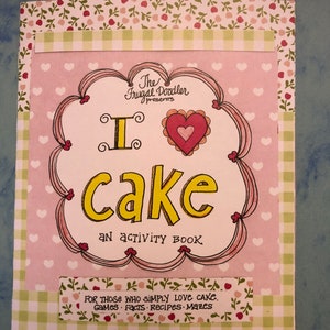 Cake Activity Book, 13 full color pages of word puzzles and games, coloring page cake recipe and icing recipes, Birthday Gift