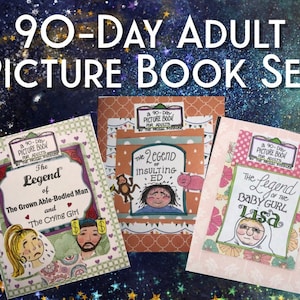 Livro de histórias de 90 dias, A lenda do homem adulto e capaz e da menina chorando, para fãs sérios de 90 dias, presente de aniversário, presente de Natal