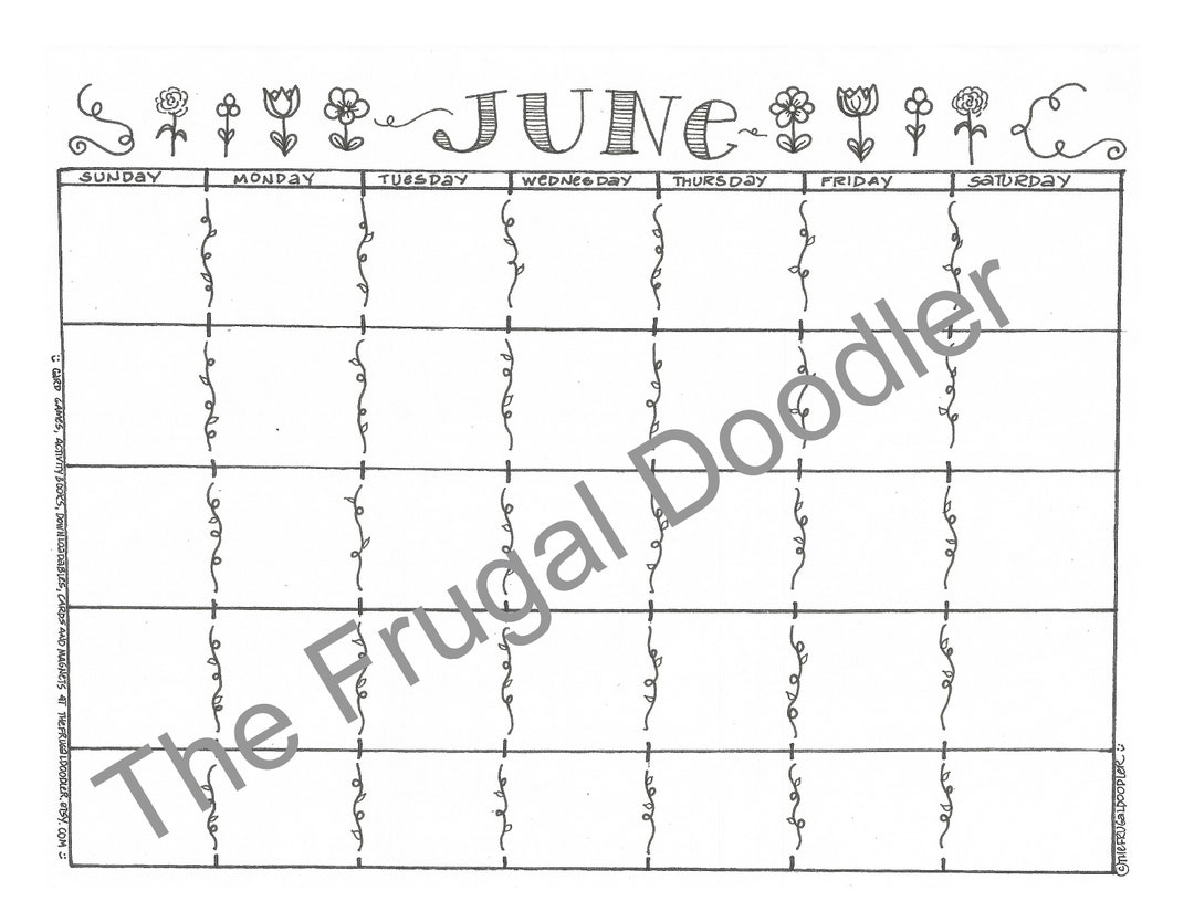 Monthly Planner Doodle Templates, June-october (digital Download) - Etsy