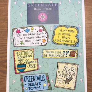 Lot d&#39;aimants Greendale Aimants pour réfrigérateur communautaire Greendale - Aimant pour réfrigérateur série télévisée, aimants amusants pour réfrigérateur, pour dortoir à la maison ou au travail