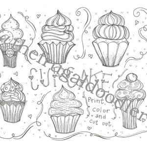 Cupcake Coloring Page for Adult coloring or Kids - Ready to print. Kids coloring page, downloadable and ready to print