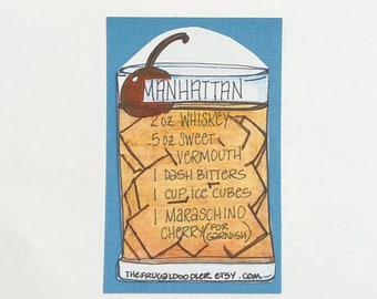 Manhattan Recipe Magnet, Cocktail Lover Gift