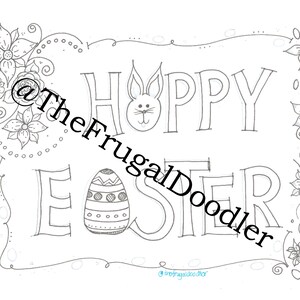 Happy Easter Coloring Page for Adult coloring or Kids - Ready to print. Kids coloring page, downloadable and ready to print