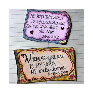 Jane Eyre quote fridge magnets (2). Literature refrigerator magnets, Charlotte Bronte, book lover gifts, book theme magnets,