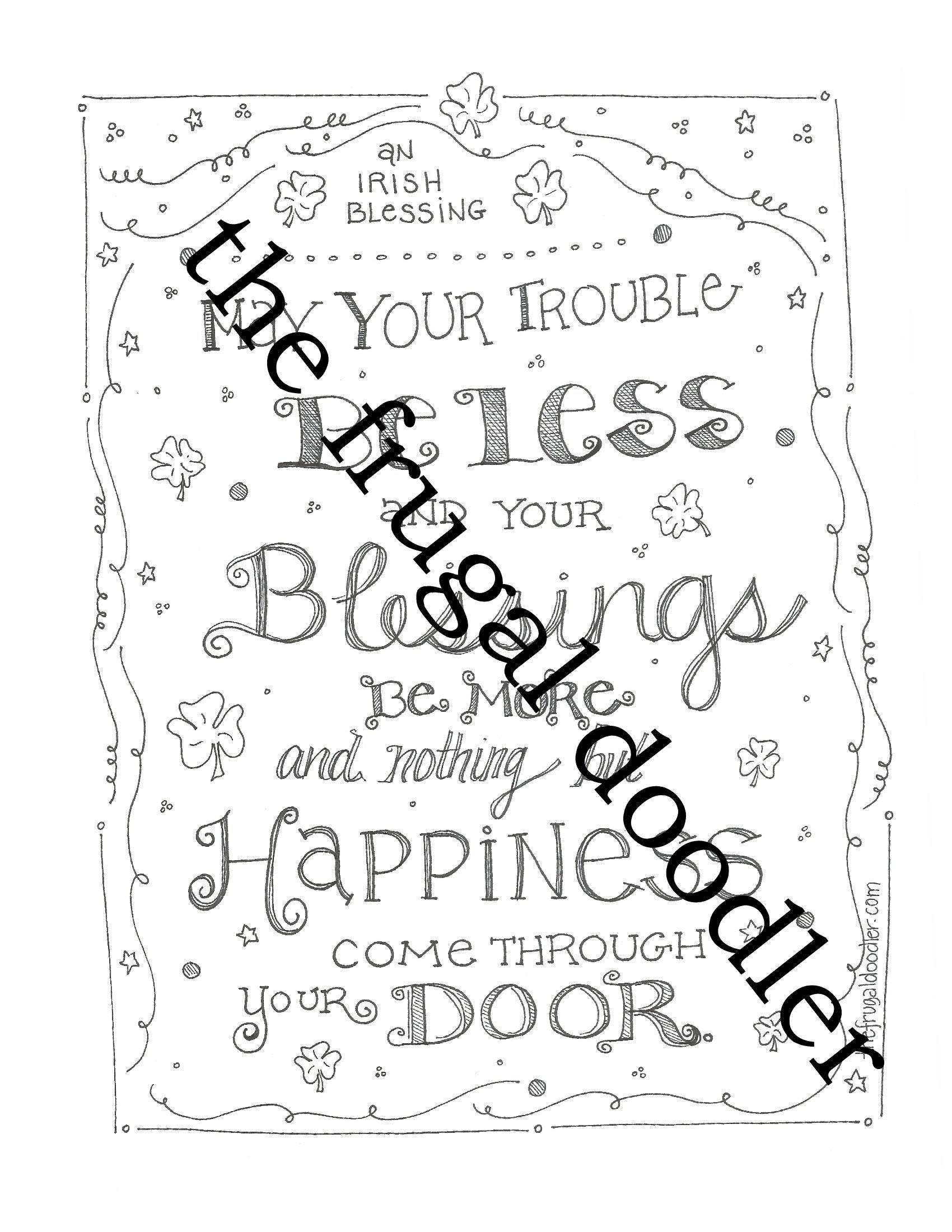 Irish Blessing Coloring Page – St. Patrick's Day Activity (Digital Download), image size:1700x2200