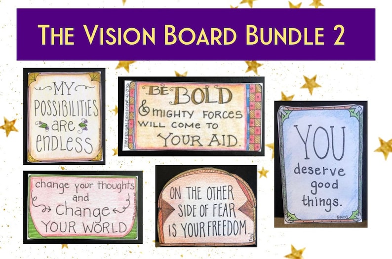 Vision Board Magnets - Set of 5 Doodled Theme Magnets - Etsy