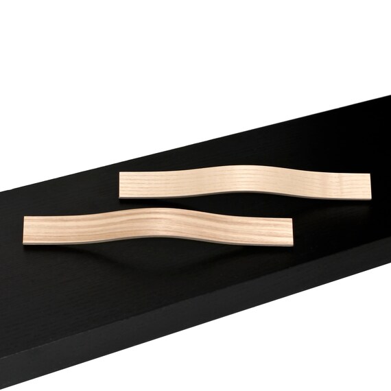 Modern Stylish Wooden Furniture Drawer Pulls Length 195mm Natural Ash Finish Highly Decorative Simplistic Handmade Handles