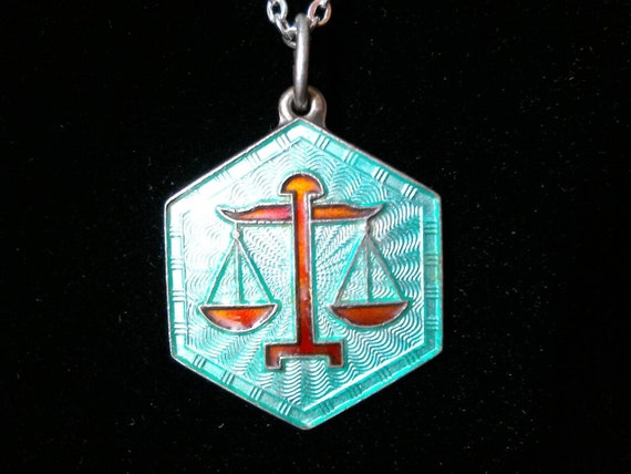 Libra Necklace, Vintage Norwegian pendant signed D