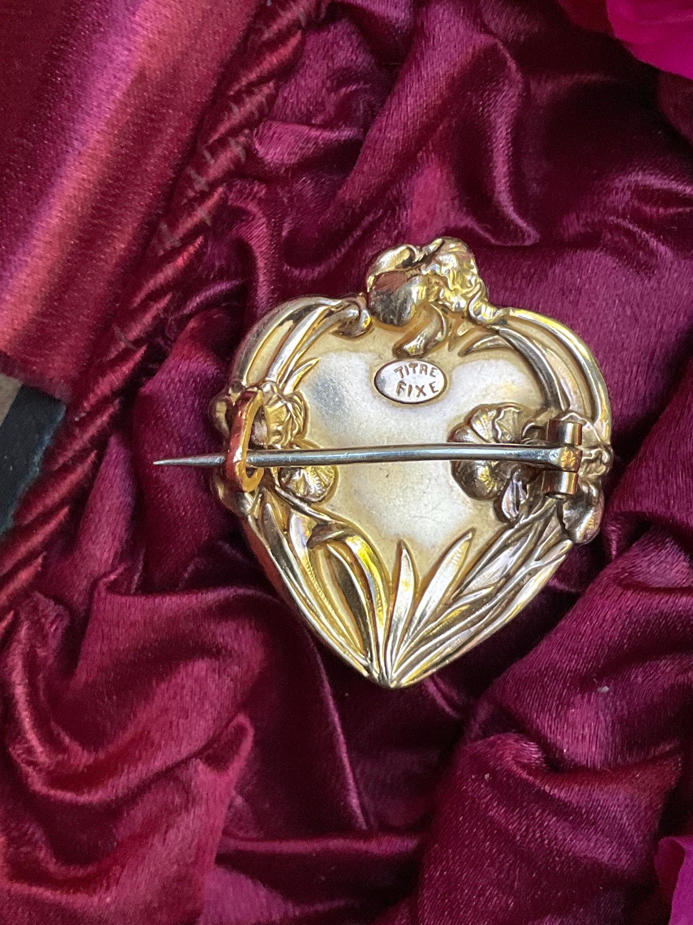 Art Nouveau Lady With Irises Brooch by Dropsy Signed FIX - Etsy