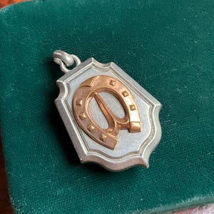 Antique French Silver Plated Lucky Horseshoe Fob Pendant