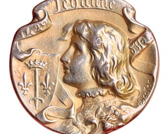 FIX Art Nouveau Joan of Arc Brooch signed Becker