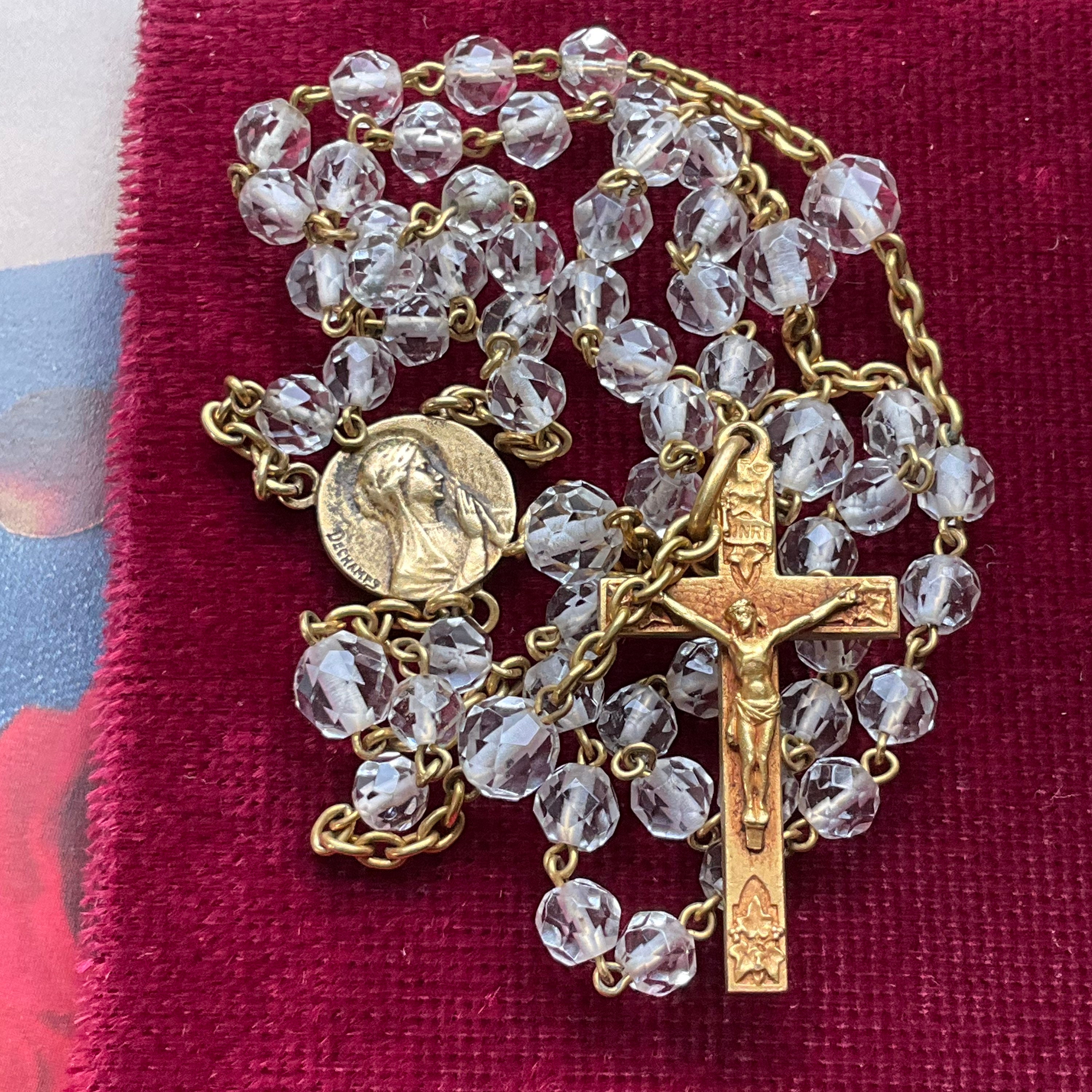 Petit Rosaire Français Art Nouveau, Collier Religieux