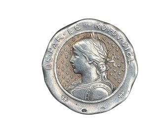 Antique French Joan of Arc Silver Brooch, Art Nouveau Jehanne Pin