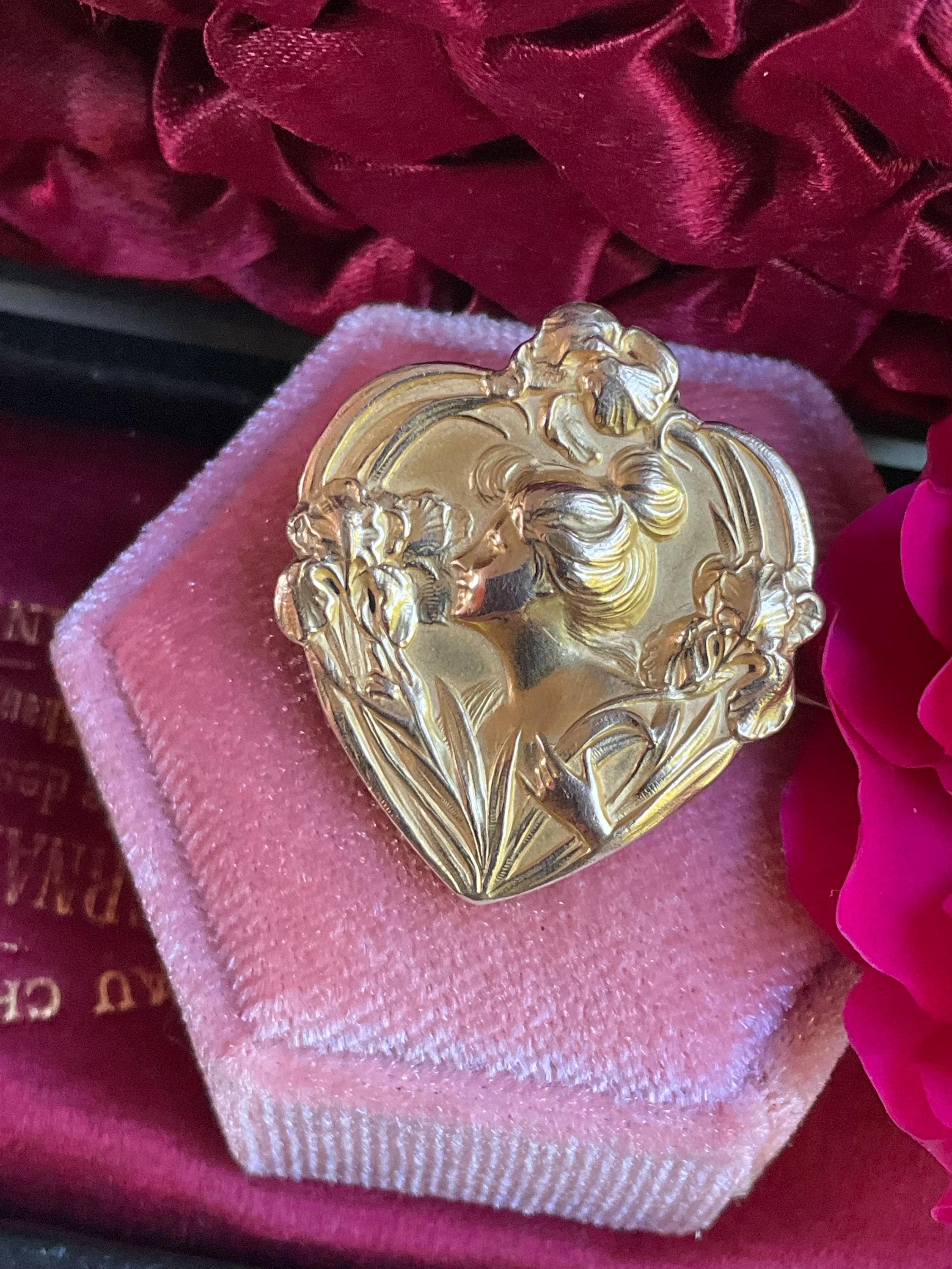 Art Nouveau Lady With Irises Brooch by Dropsy Signed FIX - Etsy