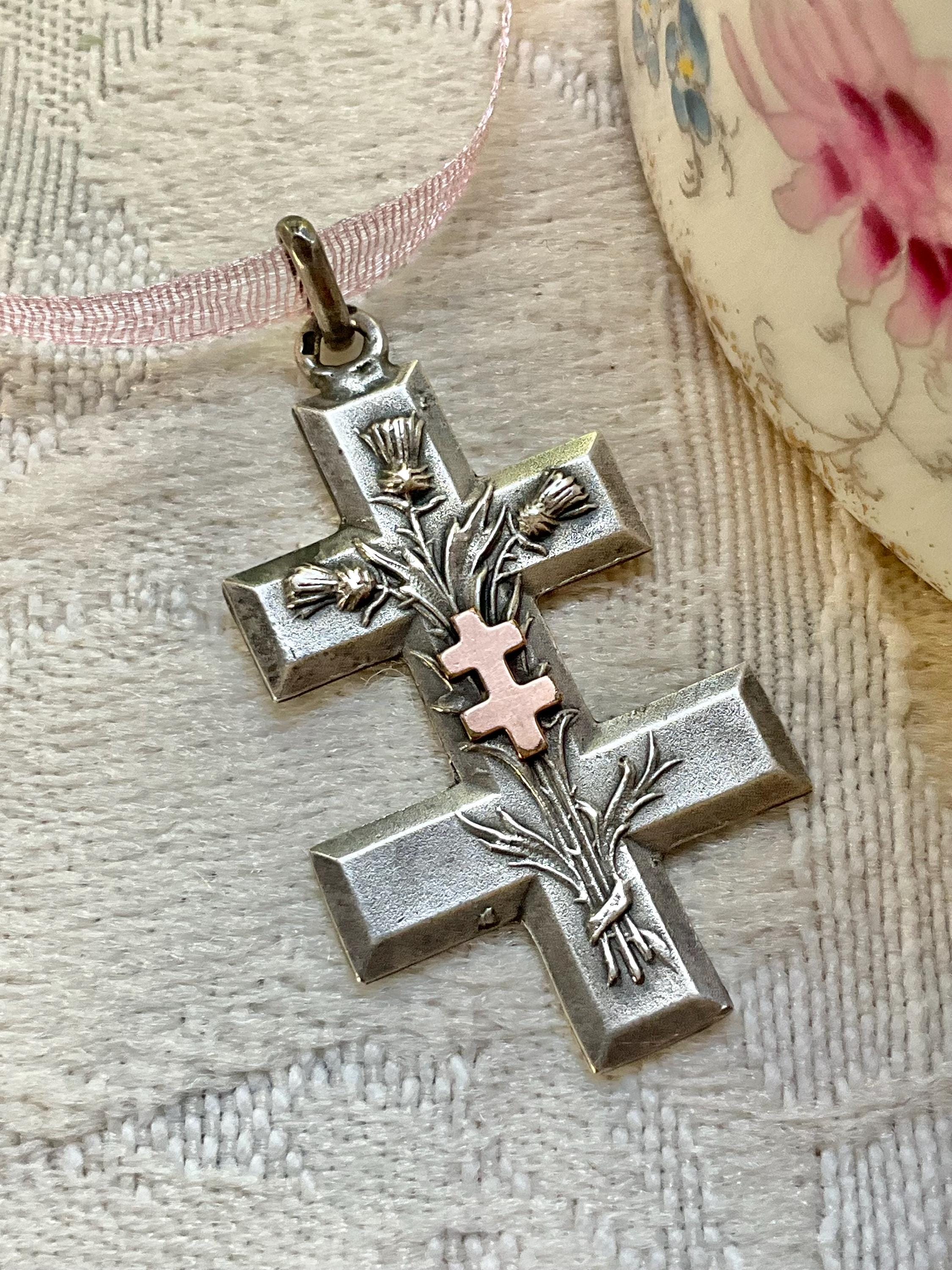 Art Nouveau French Silver Cross of Lorraine Pendant, C.1910 - Etsy